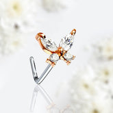 20G Rose Gold Butterfly Top L Shape Nose Stud. Nose Piercing. Nose Stud. Nose Piercing.